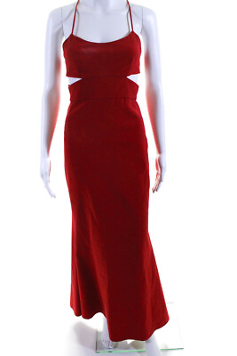 #ad Jill Jill Stuart Womens Red Open Back Cut Out Sleeveless Gown Dress Size 0 $38.99