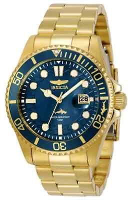 #ad NEW Invicta Men#x27;s 43MM Pro Diver Quartz 3 Hand Blue Dial Gold tone Watch $64.95