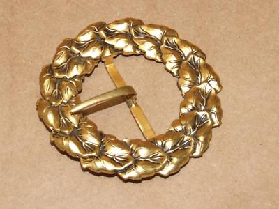 #ad Vintage Antique LRG Repousse Gold Gilt Leaf Laurel Circle Sash Belt Buckle 2.75quot; $35.00