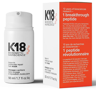 #ad K18 Biomimetic Hairscience Leave in Molecular Repair Hair Mask 50ml NEW amp; SEALED $18.95