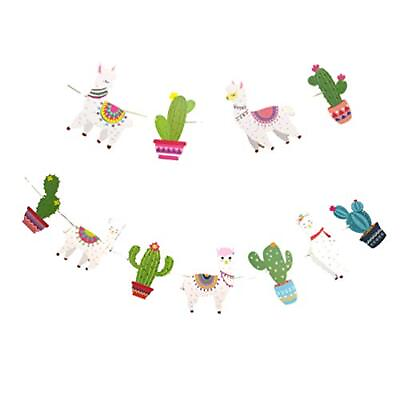 #ad Cute Alpaca Llama Boho Fiesta Party Birthday Banner Succulent $20.93