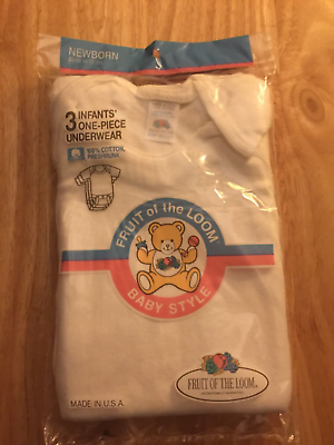 #ad Fruit Of The Loom Infants One Piece Underwear Newborn Made In The USA Yr 1990 $18.95