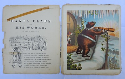#ad Rare Original 1869 Santa Claus and his Works McLoughlin Bros Linen Book Magazine $299.00