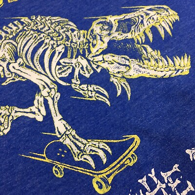 #ad VOLCOM STONE Boy#x27;s T Shirt M 5 6 DINOSAUR Skeleton Skateboard T REX Bad To Bone $8.31