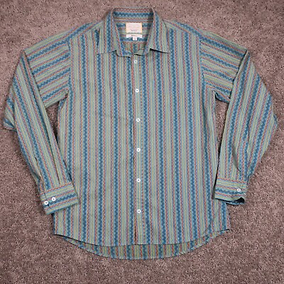#ad RVCA Button Up Shirt Mens S Multicolor Teal Alex Knost Designer Aztec Southwest $24.95