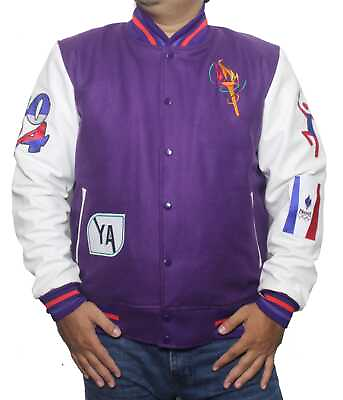 #ad New Letterman Paris 2024 Olympics Purple Wool Varsity Jacket For Unisex $135.00