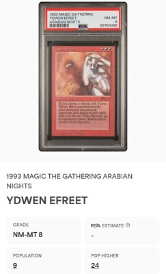 #ad 1993 Magic The Gathering Ydwen Efreet Arabian Nights PSA 8 $162.00