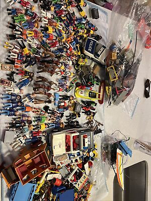 #ad HUGE PLAYMOBIL LOT 1970s 1990s 80 Figures Animals Vehicles Accessories amp; More $199.00