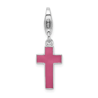 #ad Amore La Vita Silver Polished Enameled Cross Charm with Fancy Lobster Clasp QCC $33.72
