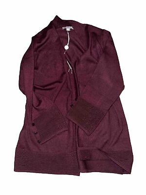 #ad Evolution Women#x27;s Cardigan Sweater with Button Detail Wine Size Small $40.00