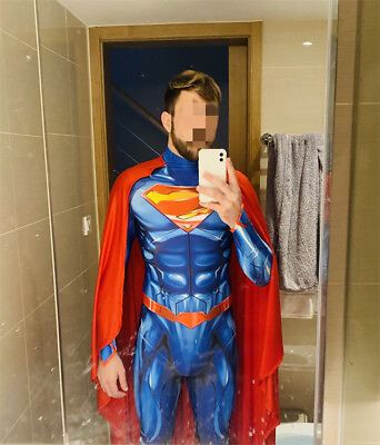 #ad Superman Costume Cosplay Jumpsuit Justice League Halloween Zentai Adult Kids $46.19