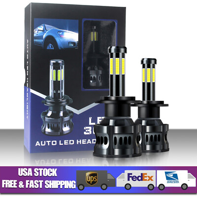 #ad 8 Side Illuminated Light Beads H7 LED Headlights Kit High Low beam Bulbs $15.00