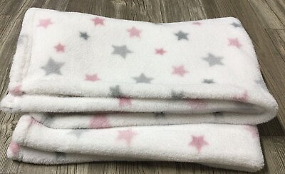 #ad Little Miracles Plush Fleece Pink Grey Stars Baby Blanket Costco Soft EUC F4 $39.00