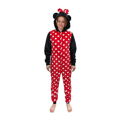 #ad Disney Minnie Mouse Womens Long Sleeve One Piece Pajama Size MEDIUM $36.99