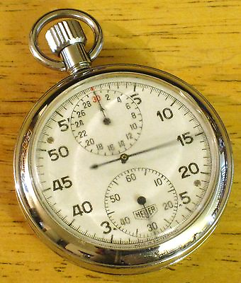 #ad HEUER STOPWATCH #520 1950#x27;s 3 Dial 60 Second Permanent Motion Swiss Design $495.00