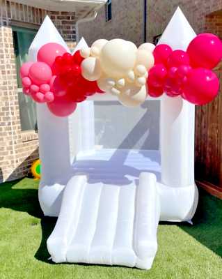 #ad Toddler Size Inflatable White Bounce House With Slide For Kids $150.00