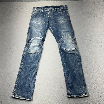 #ad G Star Jeans Mens 33x32 Blue Raw Elwood 5620 3D Zip Knee Skinny Vintage Aged $63.00