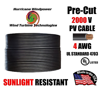 #ad 4 AWG Gauge PV Wire 1000 2000 Volt Pre Cut 15 500 Ft for Solar Installation $700.00