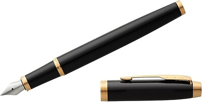 #ad Parker Im Matte Black amp; Gold Trim Fountain Pen Fine Nib #2094151 New In Box $33.00