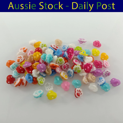 #ad 100pcs Buttons 13mm Candy Colour Small Bear Paw Multicolour Cartoon Child Plasti AU $12.66