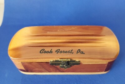 #ad Vintage 1950’s Small Wooden Cedar Hope Chest Jewelry Trinket Box Unusual $14.00