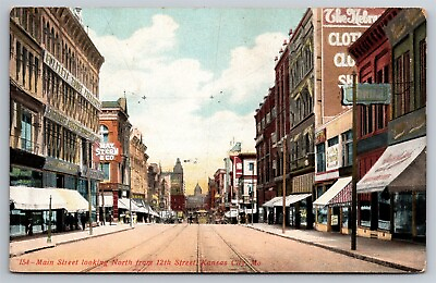 #ad Main Street From 12th Street May Stern Co Kansas City MO C1910#x27;s Postcard R2 $12.50