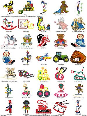 #ad 400 CHILDRENS TOYS EMBROIDERY MACHINE DESIGNS PES HUS JEF VIP EXP $7.95