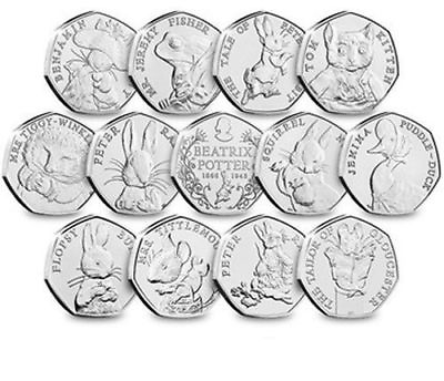 #ad 2016 2017 2018 Beatrix Potter Fifty Pence 50p Coins Jemima Peter Rabbit UNC GBP 2.95