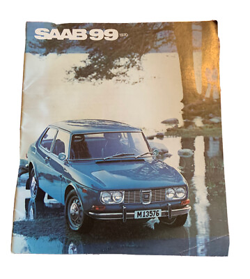 #ad Vintage 1970 Saab 99 Brochure Catalog Blue Car on Cover Nice Color Pictures $17.00