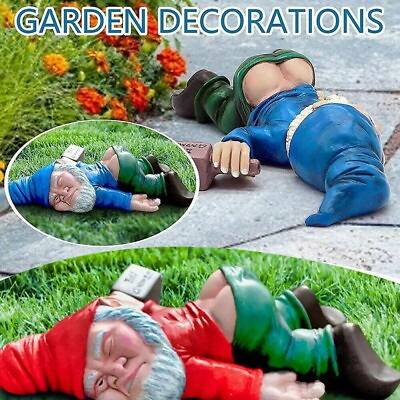 #ad Drunk Gnome Patio Ornament Garden Funny Rude Drunken Disorderly Statue Figuriner $4.85
