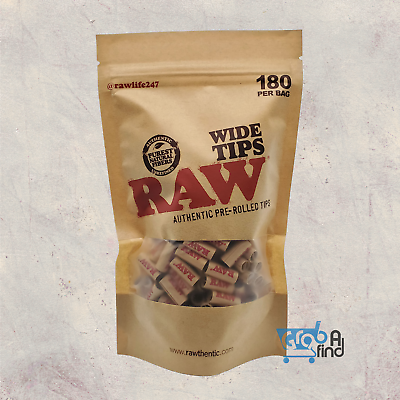 #ad RAW Pre Rolled Tips WIDE 1 Bag of 180 Tips AUTHENTIC RAW WIDE TIPS $11.99