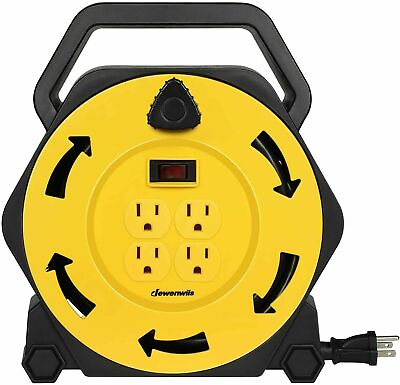 #ad DEWENWILS Extension Cord Reel Hand Wind Retractable 16 3 SJTW Cord 4 Outlets $32.29