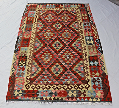#ad 5#x27;4 x 7#x27;6 ft Nomad Handwoven Chobi tribal kilim bedroom oriental carpet $477.00