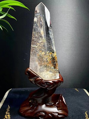#ad 2.9LB TOP Natural color ghost hair crystal symbiosis quartz carved crystalstand $1925.44