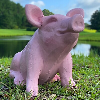 #ad Cute Seated Pig Statue for Indoor or Outdoor Use Farm Animal Decor Wilbur $350.90