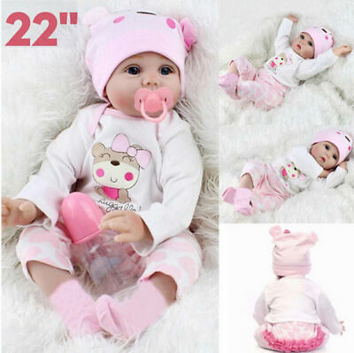#ad 22quot; Realistic Reborn Baby Dolls Vinyl Silicone Doll Lifelike Newborn Baby Doll $54.66