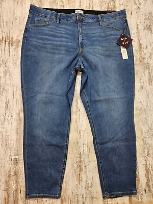 #ad Ava amp; Viv Women#x27;s Plus Size High Rise Skinny Stretch Jeans Size 26W Blue $19.99