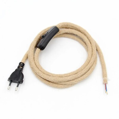 #ad EU Plug Twist Hemp Rope Power Cord Retro E27 Lamp Base Socket Cable Switch Wire $15.19