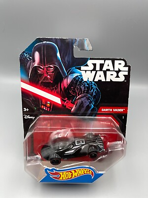 #ad Star Wars Hot Wheels DARTH VADER Character Cars 2014 Disney Die Cast Black Card $8.90