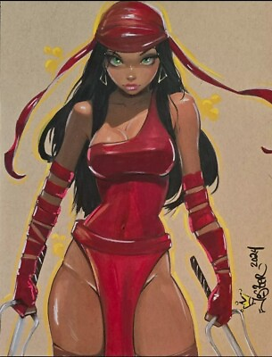#ad Marvel Daredevil ELEKTRA Sexy Comic Girl Original Art By Jesterart 2024 $499.99