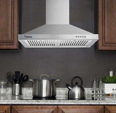 #ad 30quot; Wall Mount Range Hood Stainless Steel 450CFM Kitchen Over Stove Vent w LEDs $114.99