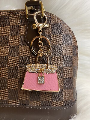 #ad Mini Handbag Bag Charm Keychain Keyring Purse Pendant Pink Gold Birthday Gift $12.99