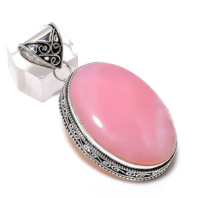 #ad Natural Pink Opal Gemstone Handmade 925 Sterling Silver Gift Pendant 2.25quot; l797 $9.99