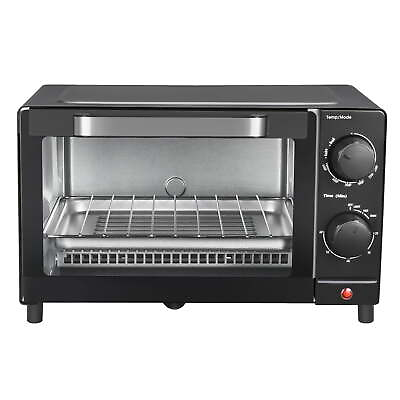 #ad 4 Slice Toaster Oven with 3 Setting Baking Rack and Pan Black $21.59