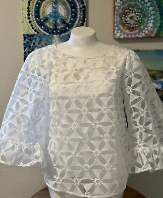 #ad Woman’s White Lace Top Size S $12.00