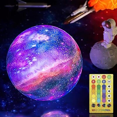 #ad 5.9 inch Galaxy Moon Lamp 16 Colors 3D Night Light for Kids Moon Light with ... $32.56