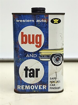 #ad Vintage Western Auto Bug And Tar Remover 16 Ounce Metal Can $34.99