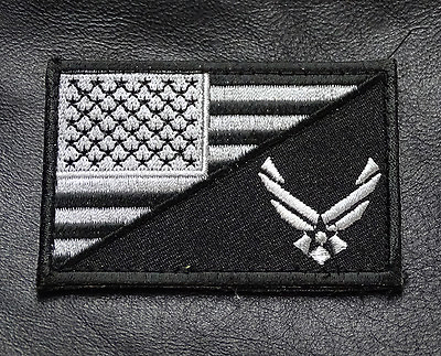 #ad USA AIR FORCE LOGO USA FLAG 3 INCH ACU HOOK PATCH $7.95