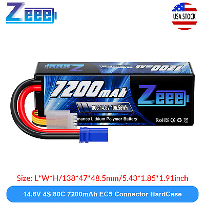 #ad Zeee 4S Lipo Battery 7200mAh 14.8V 80C EC5 for RC Car Truck Tank Buggy Truggy $60.34
