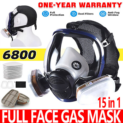 #ad 15 in 1 Gas Mask Respirator 6800 Facepiece Full Face Protect For Spray Painting $32.99